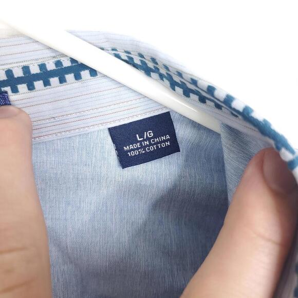 Tommy Bahama Shirt Mens Large Button Up Track Stripes Collar Long Sleeve - Picture 7 of 9